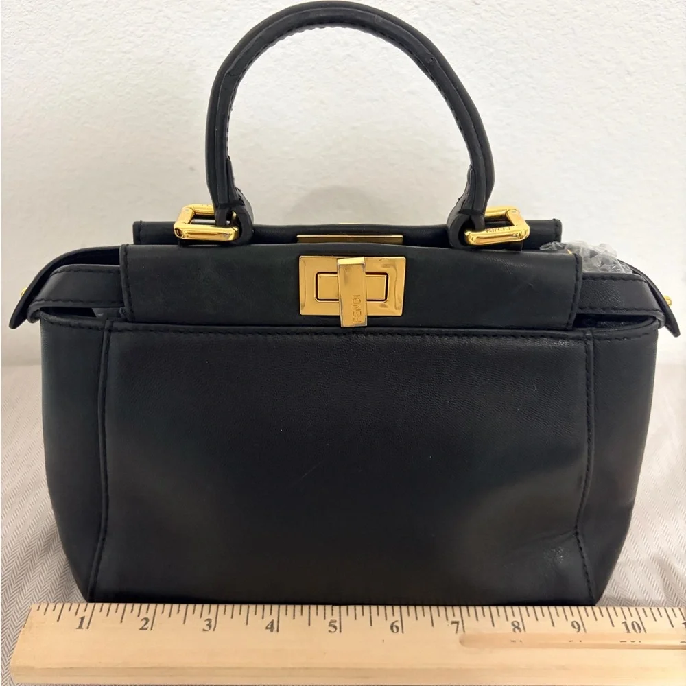 black FF Peekaboo Mini bag in nappa leather with gold-tone hardware